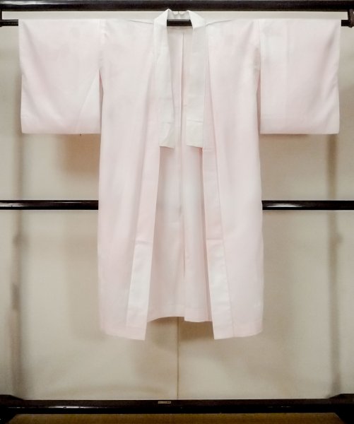Photo1: M0923C Used Japanese women  Light Pink JUBAN undergarment / Synthetic. UME plum bloom   (Grade C) (1)