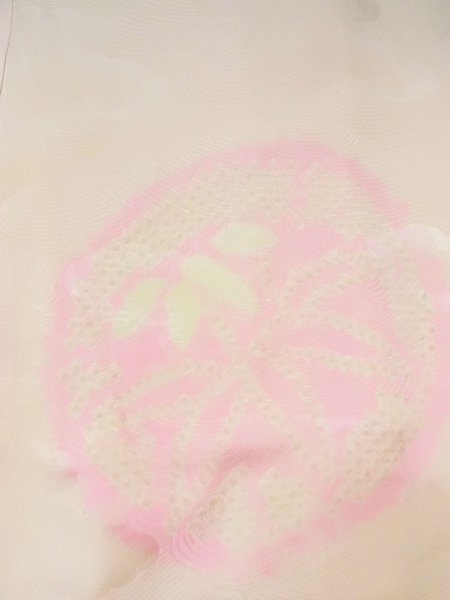 Photo3: M1003B Vintage Japanese women  Pale Coral JUBAN undergarment / Silk. Flower   (Grade C) (3)