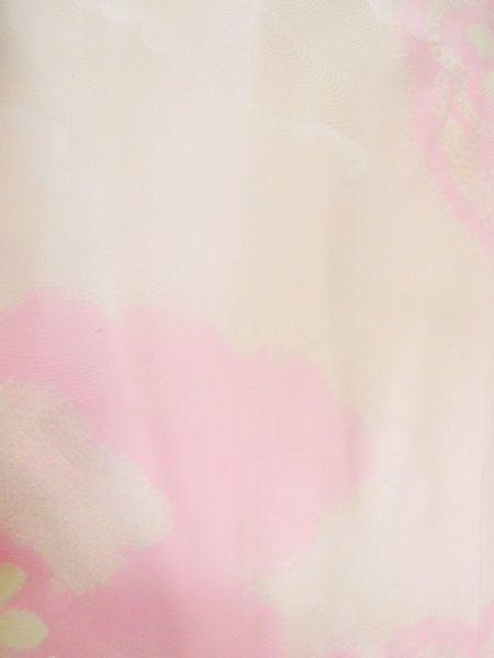 Photo4: M1003B Vintage Japanese women  Pale Coral JUBAN undergarment / Silk. Flower   (Grade C) (4)