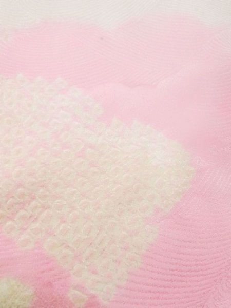 Photo8: M1003B Vintage Japanese women  Pale Coral JUBAN undergarment / Silk. Flower   (Grade C) (8)