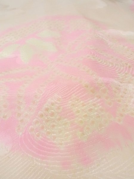 Photo10: M1003B Vintage Japanese women  Pale Coral JUBAN undergarment / Silk. Flower   (Grade C) (10)