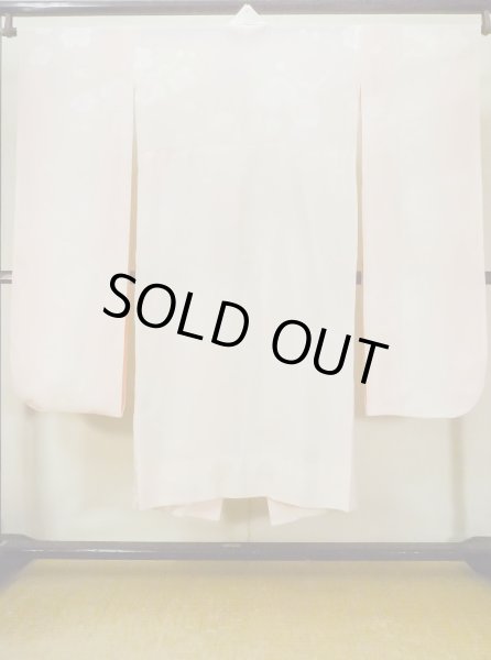 Photo2: M1003C Vintage Japanese women   Coral JUBAN undergarment / Silk. UME plum bloom, Lining is attached on sleeves.  (Grade B) (2)