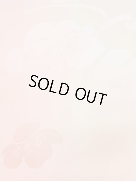 Photo5: M1003C Vintage Japanese women   Coral JUBAN undergarment / Silk. UME plum bloom, Lining is attached on sleeves.  (Grade B) (5)