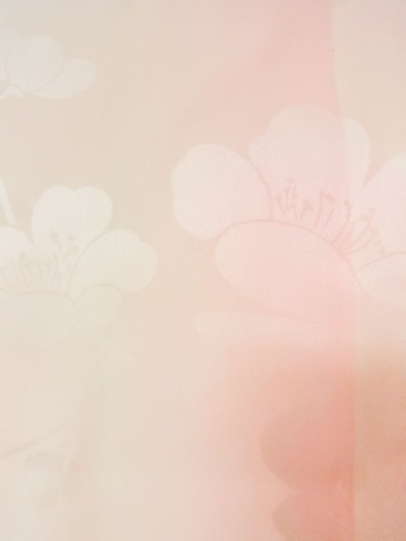 Photo6: M1003C Vintage Japanese women   Coral JUBAN undergarment / Silk. UME plum bloom, Lining is attached on sleeves.  (Grade B) (6)