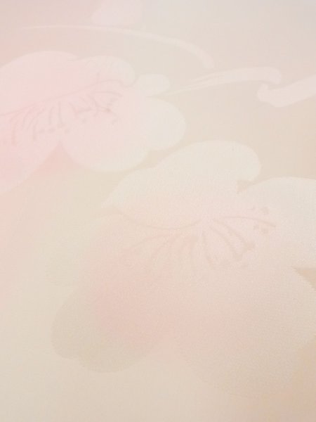 Photo8: M1003C Vintage Japanese women   Coral JUBAN undergarment / Silk. UME plum bloom, Lining is attached on sleeves.  (Grade B) (8)