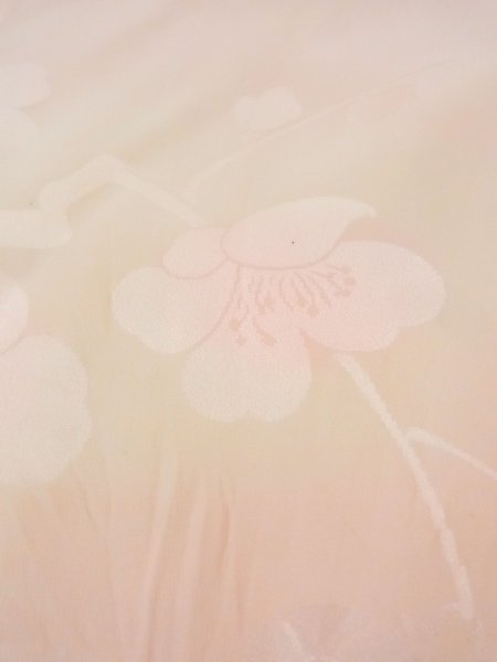 Photo10: M1003C Vintage Japanese women   Coral JUBAN undergarment / Silk. UME plum bloom, Lining is attached on sleeves.  (Grade B) (10)