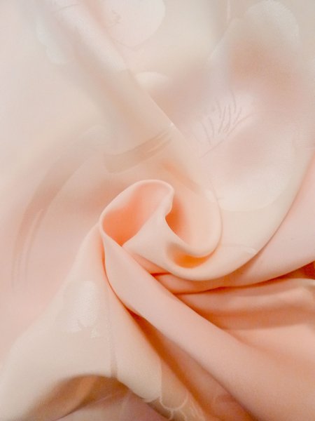 Photo12: M1003C Vintage Japanese women   Coral JUBAN undergarment / Silk. UME plum bloom, Lining is attached on sleeves.  (Grade B) (12)