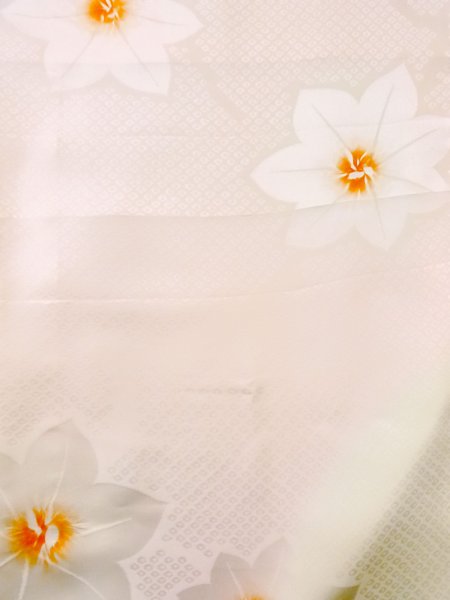 Photo4: Mint M1003H Used Japanese women  Light Pink JUBAN undergarment / Silk. Flower   (Grade A) (4)