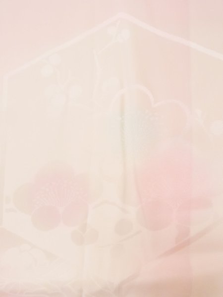 Photo7: M1003J Vintage Japanese women Pale Light Pink JUBAN undergarment / Silk.  Based woven pattern: Maple leaf, Bamboo leaf, Tortoise-shell pattern(Hexagonal pattern)  (Grade B) (7)