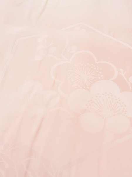 Photo9: M1003J Vintage Japanese women Pale Light Pink JUBAN undergarment / Silk.  Based woven pattern: Maple leaf, Bamboo leaf, Tortoise-shell pattern(Hexagonal pattern)  (Grade B) (9)