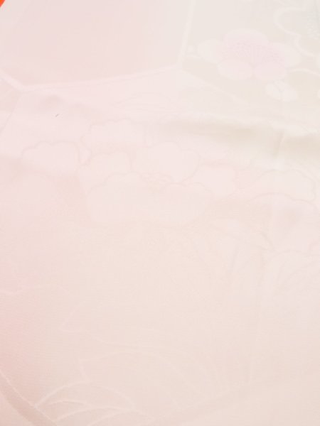 Photo10: M1003J Vintage Japanese women Pale Light Pink JUBAN undergarment / Silk.  Based woven pattern: Maple leaf, Bamboo leaf, Tortoise-shell pattern(Hexagonal pattern)  (Grade B) (10)