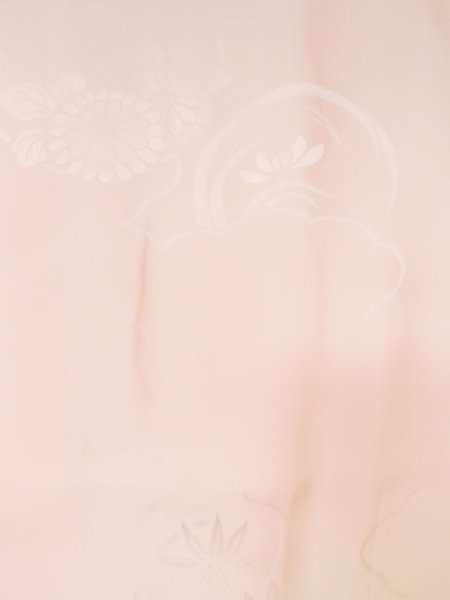 Photo3: Mint M1003K Vintage Japanese women Pale Light Pink JUBAN undergarment / Silk.  Based woven pattern: Bamboo leaft, Cloud, Gradation  (Grade A) (3)
