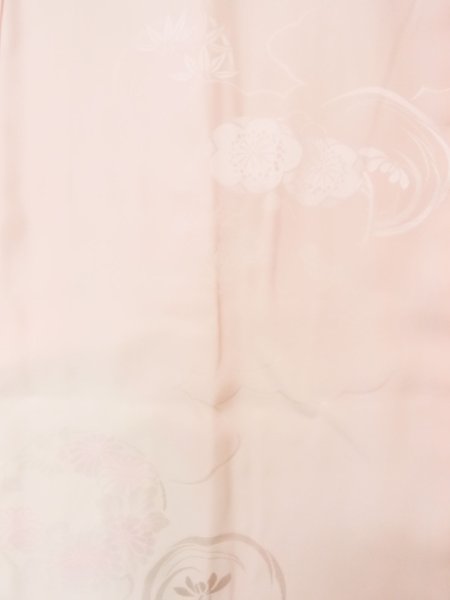 Photo4: Mint M1003K Vintage Japanese women Pale Light Pink JUBAN undergarment / Silk.  Based woven pattern: Bamboo leaft, Cloud, Gradation  (Grade A) (4)