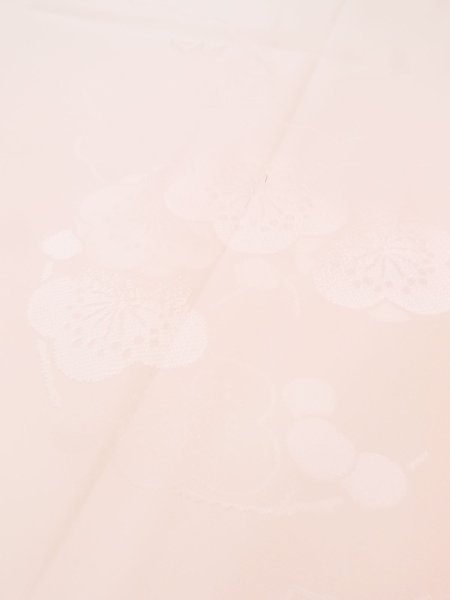 Photo8: Mint M1003K Vintage Japanese women Pale Light Pink JUBAN undergarment / Silk.  Based woven pattern: Bamboo leaft, Cloud, Gradation  (Grade A) (8)