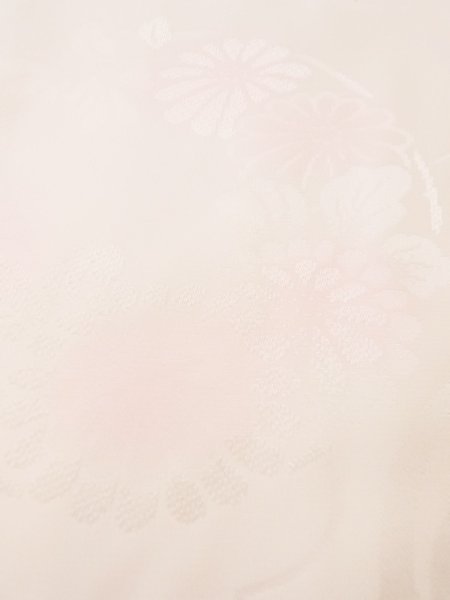 Photo9: Mint M1003K Vintage Japanese women Pale Light Pink JUBAN undergarment / Silk.  Based woven pattern: Bamboo leaft, Cloud, Gradation  (Grade A) (9)