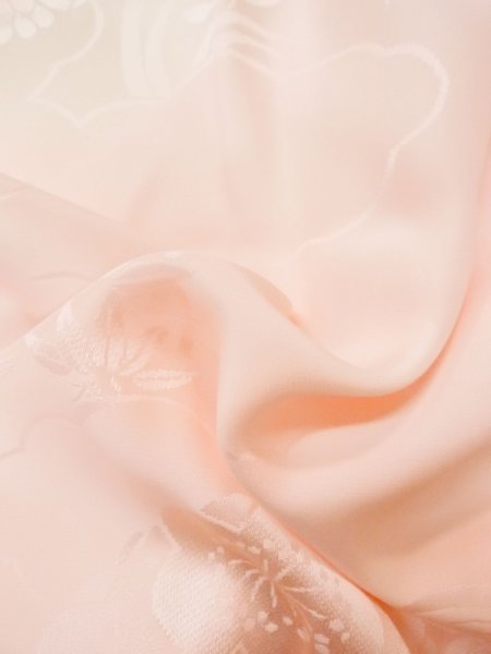 Photo11: Mint M1003K Vintage Japanese women Pale Light Pink JUBAN undergarment / Silk.  Based woven pattern: Bamboo leaft, Cloud, Gradation  (Grade A) (11)