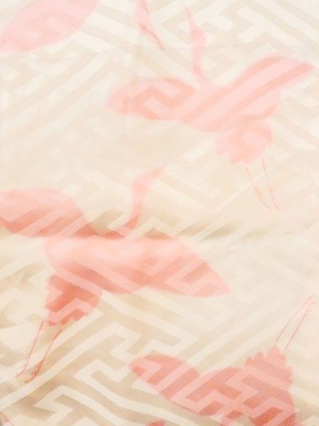 Photo4: M1003L Vintage Japanese women   Off White JUBAN undergarment / Silk. Crane   (Grade B) (4)