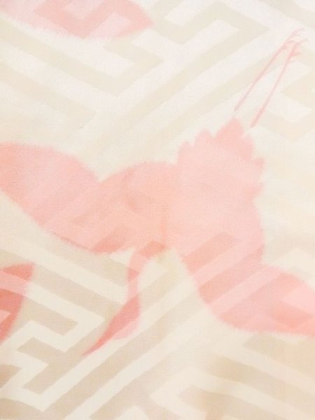 Photo7: M1003L Vintage Japanese women   Off White JUBAN undergarment / Silk. Crane   (Grade B) (7)