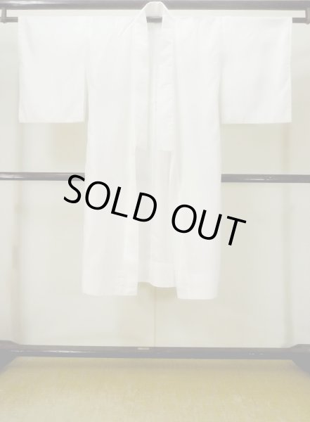 Photo1: M1003P Vintage Japanese women   White JUBAN undergarment / Synthetic.    (Grade C) (1)