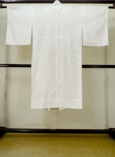 Photo2: M1003P Vintage Japanese women   White JUBAN undergarment / Synthetic.    (Grade C) (2)