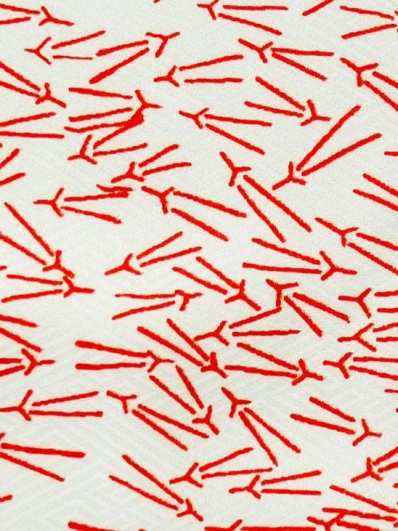 Photo6: M1003R Vintage Japanese women   White JUBAN undergarment / Synthetic. Pine tree/branch/needle, Aging deterioration.   (Grade C) (6)