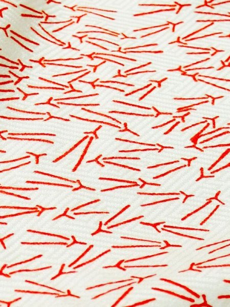 Photo8: M1003R Vintage Japanese women   White JUBAN undergarment / Synthetic. Pine tree/branch/needle, Aging deterioration.   (Grade C) (8)