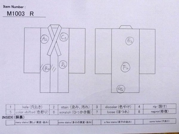Photo11: M1003R Vintage Japanese women   White JUBAN undergarment / Synthetic. Pine tree/branch/needle, Aging deterioration.   (Grade C) (11)