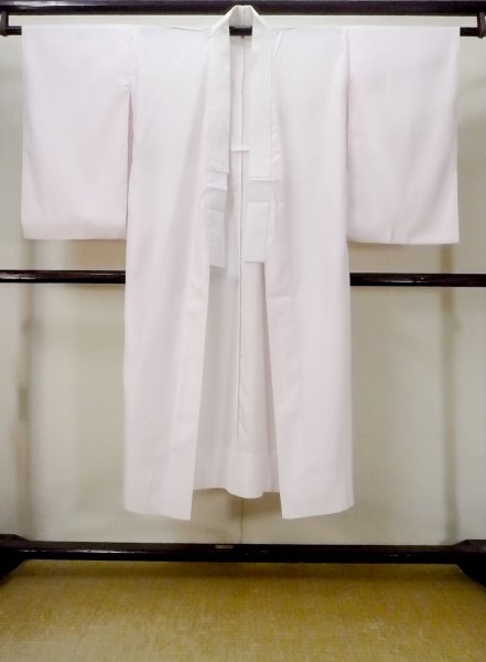 Photo1: M1003U Vintage Japanese women Pale Light Pink JUBAN undergarment / Synthetic. Wave   (Grade C) (1)