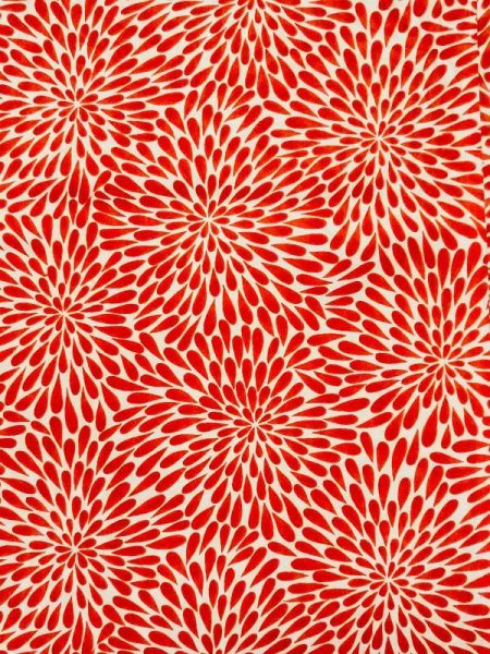 Photo3: M1003X Vintage Japanese women   Red JUBAN undergarment / Synthetic. Chrysanthemum   (Grade D) (3)