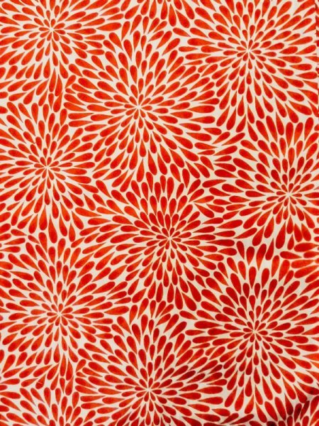 Photo4: M1003X Vintage Japanese women   Red JUBAN undergarment / Synthetic. Chrysanthemum   (Grade D) (4)