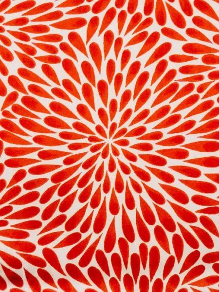 Photo5: M1003X Vintage Japanese women   Red JUBAN undergarment / Synthetic. Chrysanthemum   (Grade D) (5)