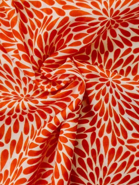 Photo10: M1003X Vintage Japanese women   Red JUBAN undergarment / Synthetic. Chrysanthemum   (Grade D) (10)