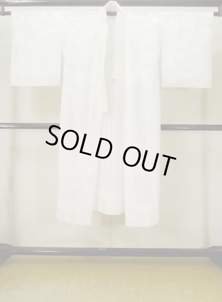 Photo1: M1003Z Vintage Japanese women   White JUBAN undergarment / Synthetic.    (Grade C) (1)