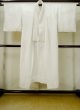 Photo1: M1004D Vintage Japanese women   White JUBAN undergarment / Silk.  There is an impression from use. Based woven pattern: Pine tree/branch/needle, Stream  (Grade C) (1)