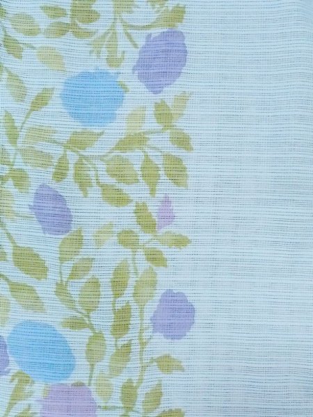 Photo3: M1010A Vintage Japanese women  Light Light Blue YUKATA summer(made in Japan) / Cotton. Chinese flower   (Grade C) (3)