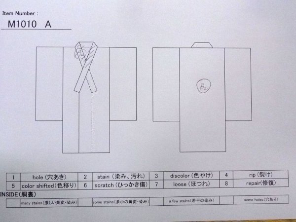 Photo13: M1010A Vintage Japanese women  Light Light Blue YUKATA summer(made in Japan) / Cotton. Chinese flower   (Grade C) (13)