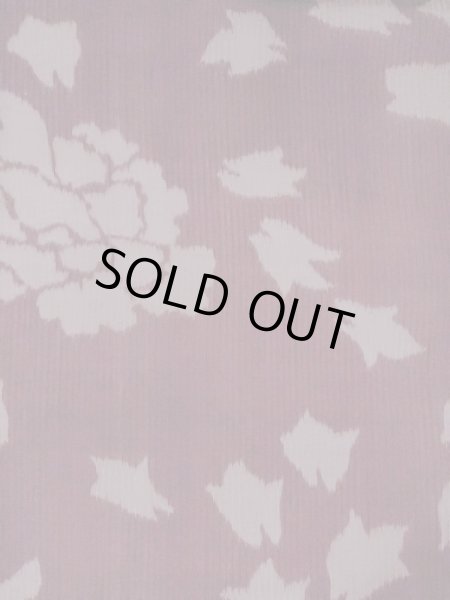 Photo3: M1010C Antique Japanese women  Dark Red Summer / Silk. Peony Stains/Soils all over. Aging deterioration. There is an impression from use.  (Grade D) (3)