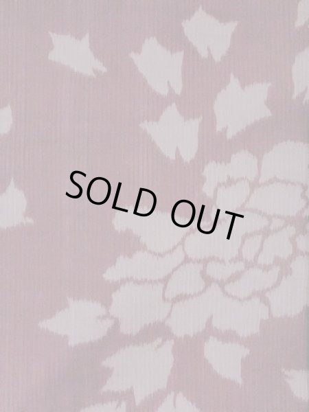 Photo4: M1010C Antique Japanese women  Dark Red Summer / Silk. Peony Stains/Soils all over. Aging deterioration. There is an impression from use.  (Grade D) (4)