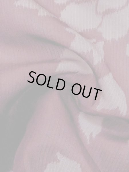 Photo9: M1010C Antique Japanese women  Dark Red Summer / Silk. Peony Stains/Soils all over. Aging deterioration. There is an impression from use.  (Grade D) (9)