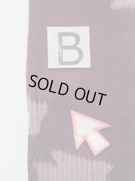 Photo13: M1010C Antique Japanese women  Dark Red Summer / Silk. Peony Stains/Soils all over. Aging deterioration. There is an impression from use.  (Grade D) (13)