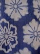 Photo3: M1010H Vintage Japanese women   Indigo Blue OJIYACHIJIMI / Linen. Flower There is an impression from use.  (Grade D) (3)