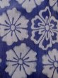 Photo4: M1010H Vintage Japanese women   Indigo Blue OJIYACHIJIMI / Linen. Flower There is an impression from use.  (Grade D) (4)
