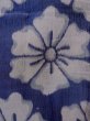 Photo7: M1010H Vintage Japanese women   Indigo Blue OJIYACHIJIMI / Linen. Flower There is an impression from use.  (Grade D) (7)