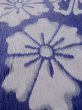 Photo8: M1010H Vintage Japanese women   Indigo Blue OJIYACHIJIMI / Linen. Flower There is an impression from use.  (Grade D) (8)