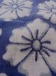 Photo10: M1010H Vintage Japanese women   Indigo Blue OJIYACHIJIMI / Linen. Flower There is an impression from use.  (Grade D) (10)