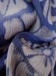 Photo11: M1010H Vintage Japanese women   Indigo Blue OJIYACHIJIMI / Linen. Flower There is an impression from use.  (Grade D) (11)