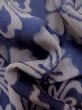 Photo12: M1010H Vintage Japanese women   Indigo Blue OJIYACHIJIMI / Linen. Flower There is an impression from use.  (Grade D) (12)