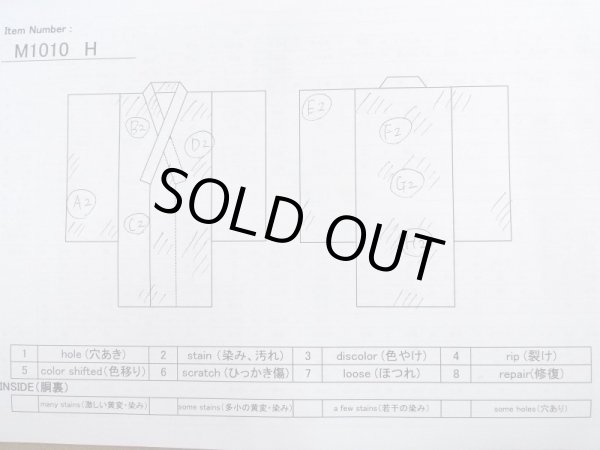 Photo13: M1010H Vintage Japanese women   Indigo Blue OJIYACHIJIMI / Linen. Flower There is an impression from use.  (Grade D) (13)