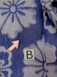 Photo15: M1010H Vintage Japanese women   Indigo Blue OJIYACHIJIMI / Linen. Flower There is an impression from use.  (Grade D) (15)