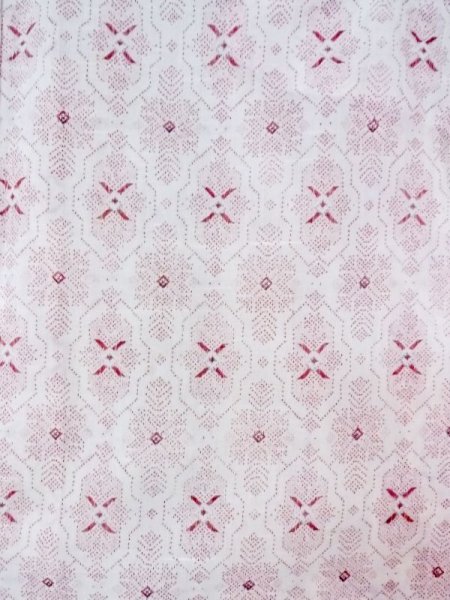 Photo3: Mint M1010I Vintage Japanese women   White HITOE unlined / Synthetic. Geometrical pattern,   (Grade A) (3)